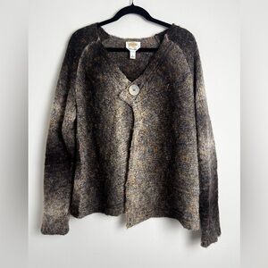 Vintage Talbots Brown Ombre Wool Mohair Blend Lagenlook Artsy Open Sweater Sz L